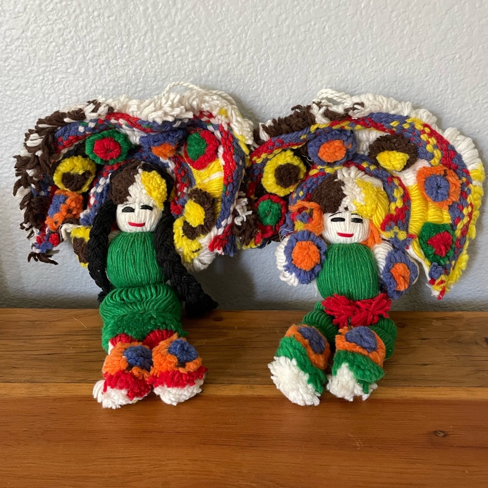 Colorful Handmade Yarn Dolls